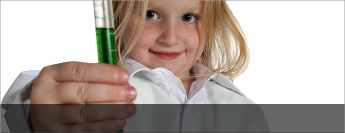 A child holding a test tube. 